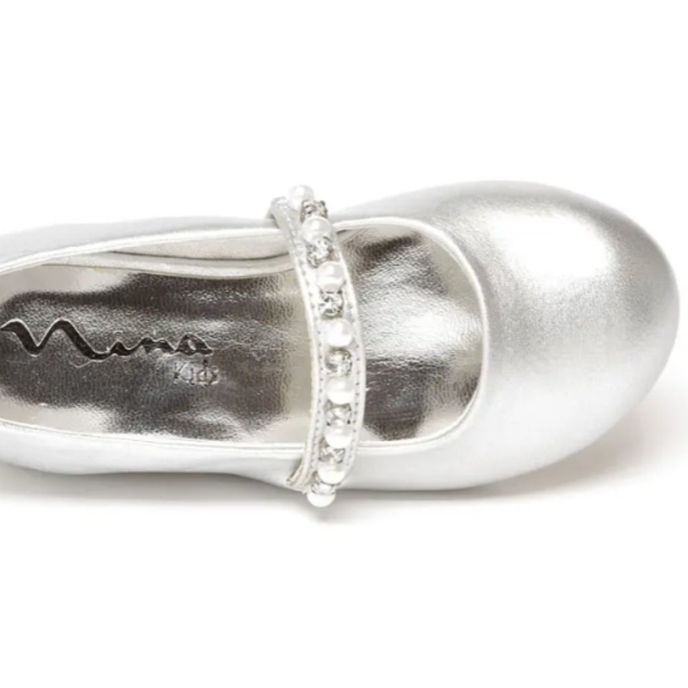 Nina "Nataly-T Flat" Girls Silver Dress Shoes